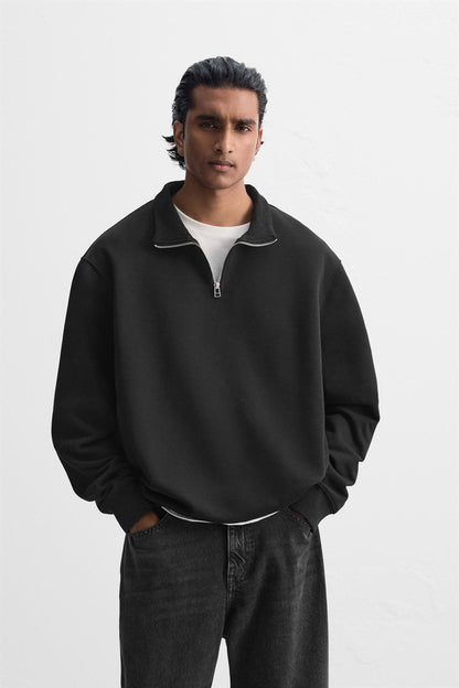 ZIP-COLLAR SWEATSHIRT